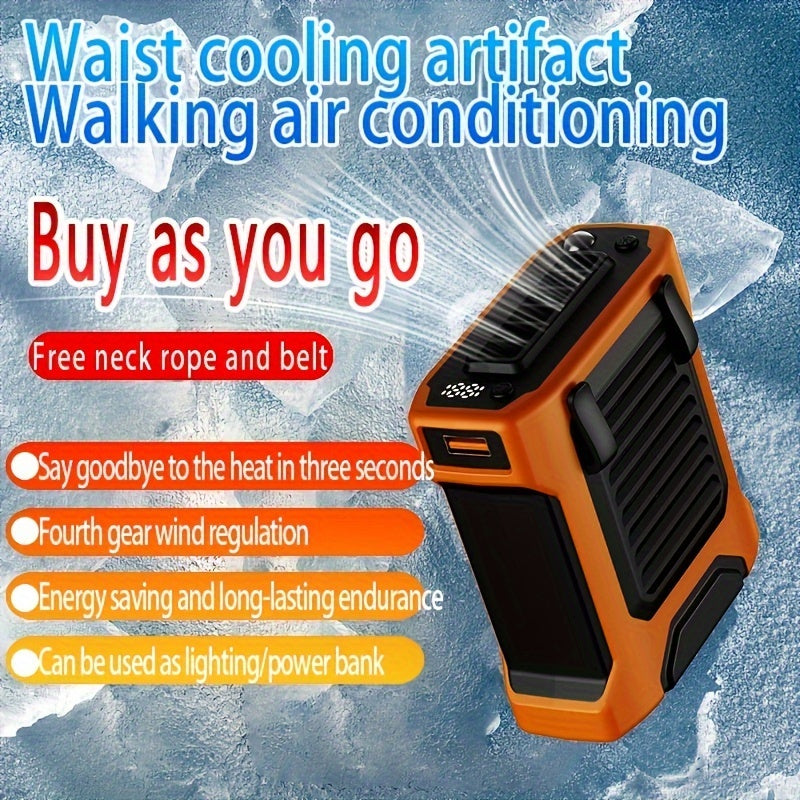 Portable Fan with Power Bank 4000mAh Rechargeable Wearable Neck Waist Fan