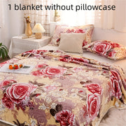 Manta de franela con estampado floral, cálida y suave para hogar, oficina, camping y viajes, 1 pieza