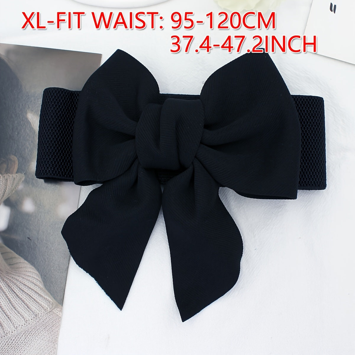 Wide Elastic Waist Belt for Women with Bowknot Detail Dress Girdle