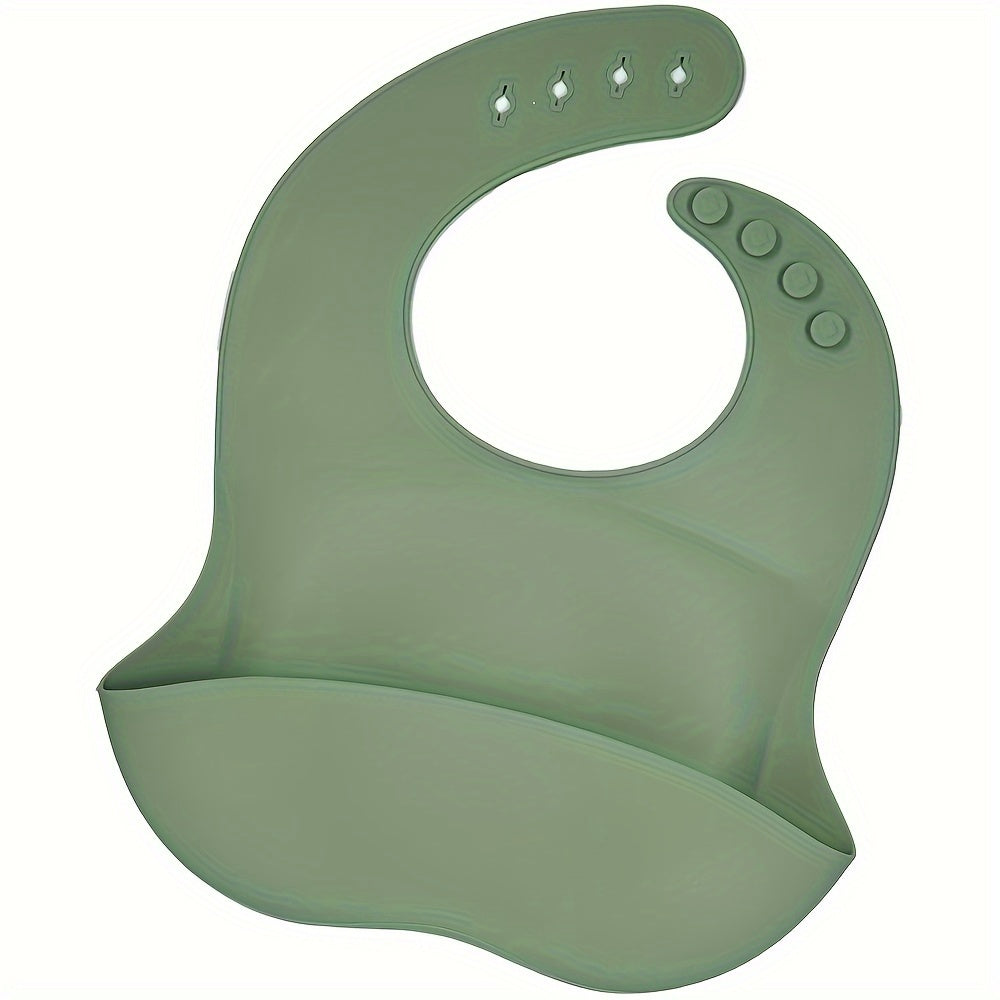 Baby Silicone Bibs Solid Colors Waterproof Adjustable Soft BPA-Free Food Catcher