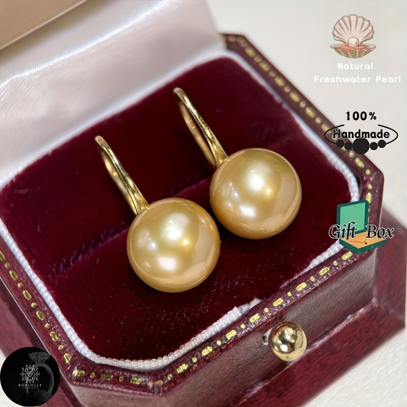 Sterling Silver Pearl Earrings in 18K Gold Plated with Japanese High Heels Design