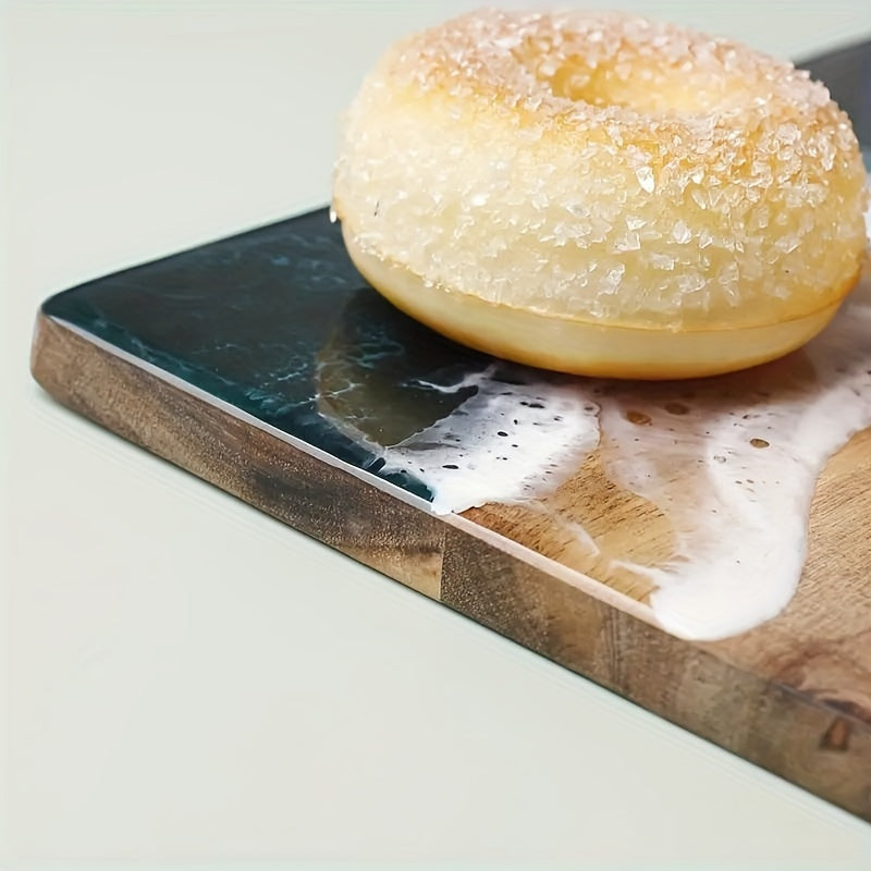 Wavy Resin Acacia Wood Cutting Board for Fruits Vegetables Kitchen Decor