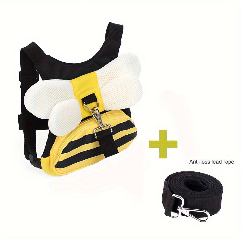 Child Safety Harness and Leash Set with Bee Design and Storage Pocket