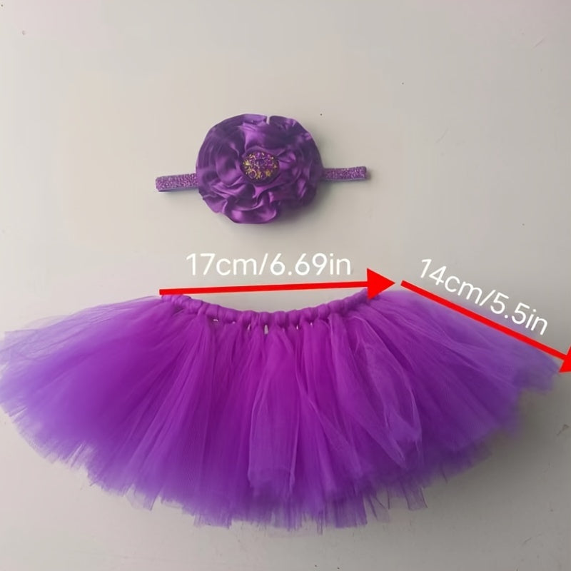 Baby Tutu Set in Purple with Headband for Infants and Toddlers Ballet Photo Shoot Costume