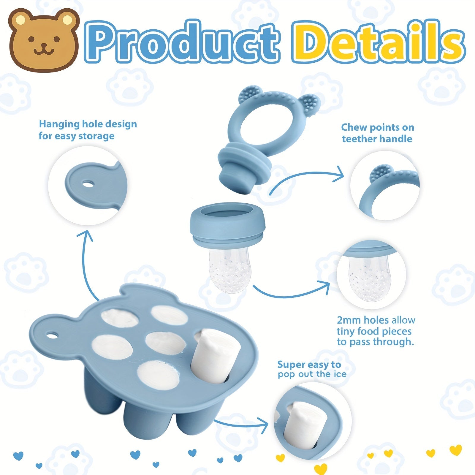 Ice Tray for Kids Little Bear Bites Silicone Reusable Mold