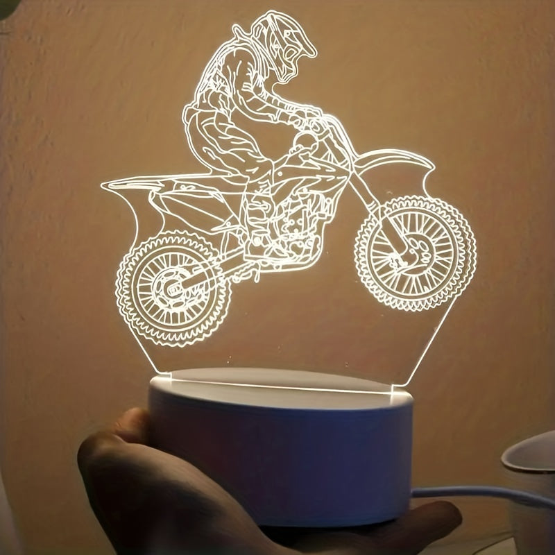 Motocross Night Light 3D with 16 Colors Touch Remote Control Gift for Boys and Friends