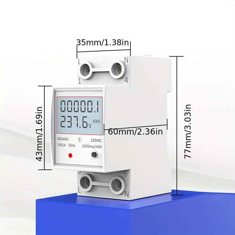 1 dona Kichik Mini Elektr Meter, 220V, Yo'l Temir turi, Havo Sharoitlari Energiya Meteri, Aqlli Raqamli Ko'rsatkich, Energiya Sarfini Aniqlash.