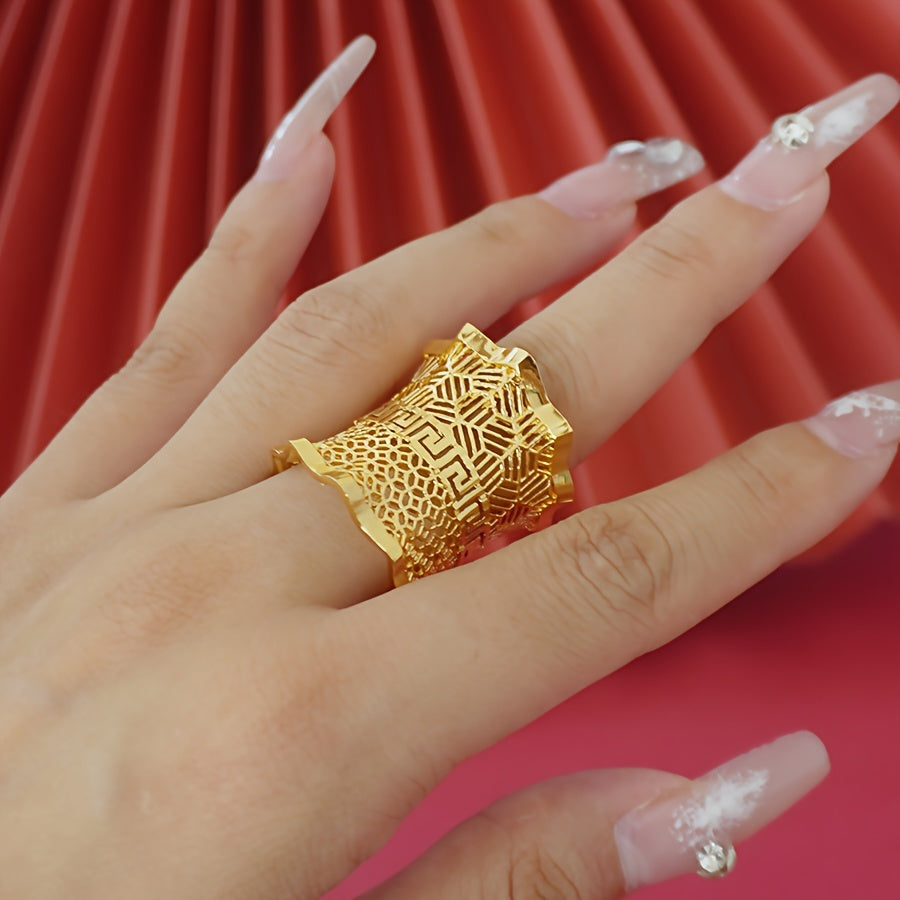 Zarif 24K oltin qoplangan mis bilaguzuk va uzuk to'plami - Maxsus tadbirlar va voqealar uchun ideal, yilning istalgan vaqtida foydalanish uchun mos