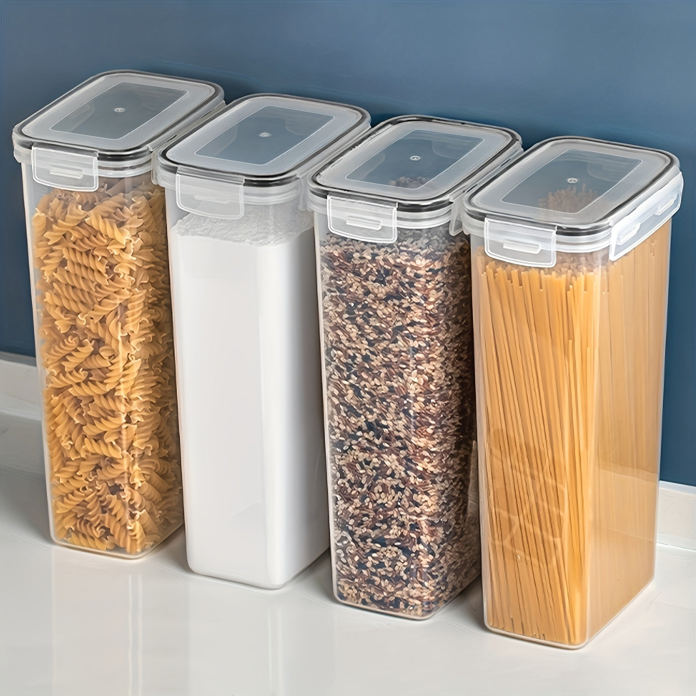 Contenedores de almacenamiento de alimentos con tapas, herméticos, aptos para congelador, 96 oz, 30 cm x 15 cm