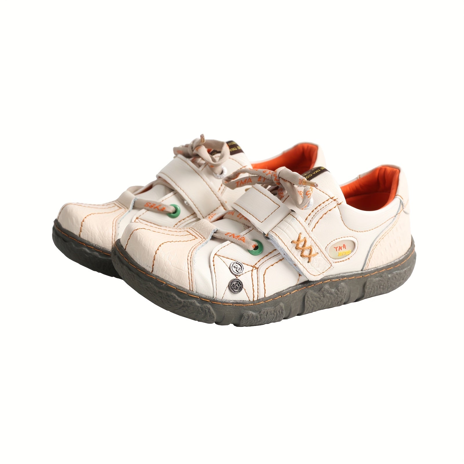 Women's Retro Lace-Up Sneakers Casual Breathable Slip-Resistant Black and Orange