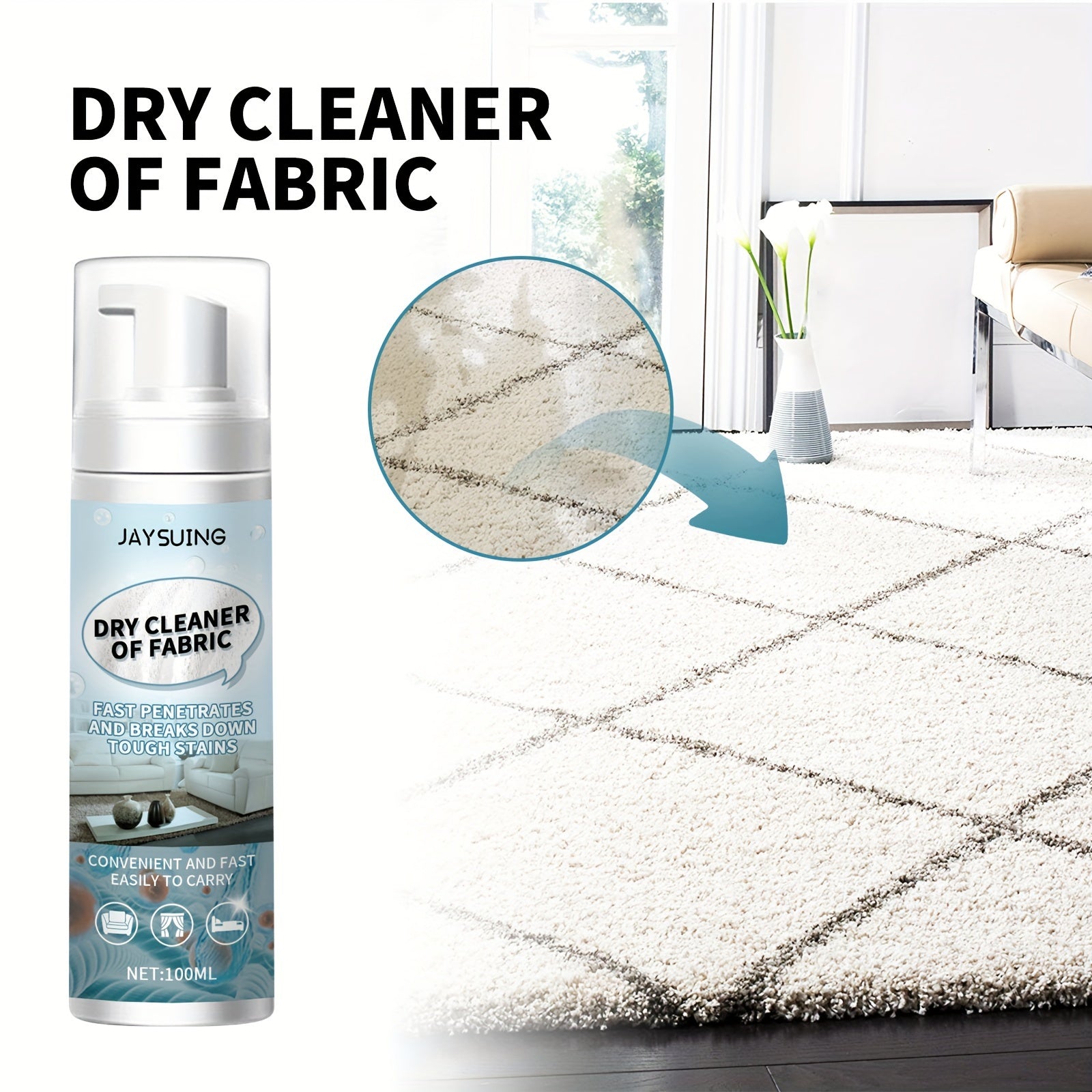 Foam Cleaner for Rvs, Clothing, Carpets and Sofas Stain Remover