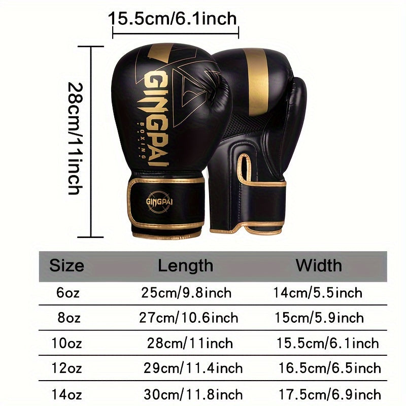 Adult Boxing Gloves for Men and Women Muay Thai MMA Faux Leather 6oz-14oz