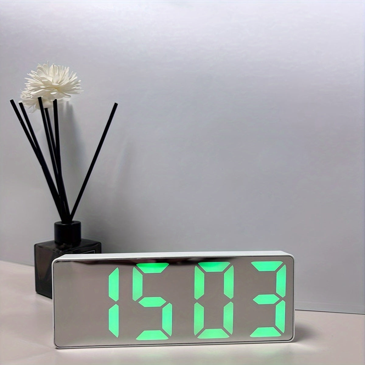 LED Mirror Alarm Clock with Digital Display Snooze USB Night Light for Bedroom Office