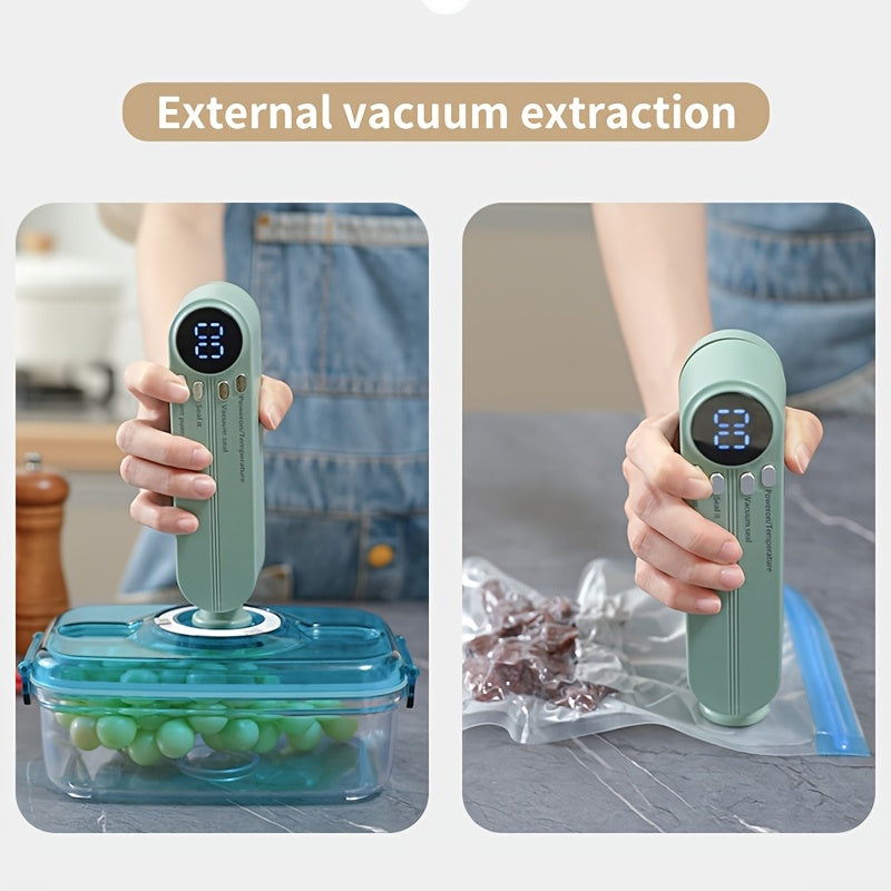 USB Rechargeable Vacuum Sealer with LED Indicator and Powerful Suction for Food Preservation