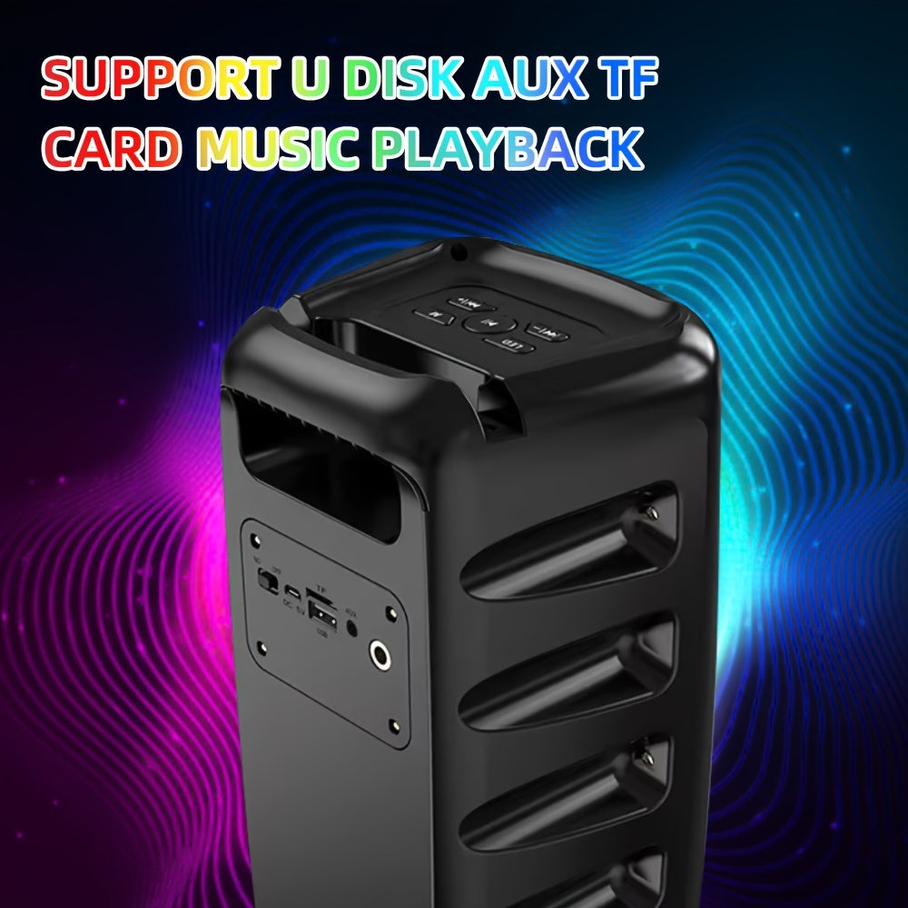 Wireless Bluetooth Speaker with Subwoofer Microphone Lights 10W High-Res Audio