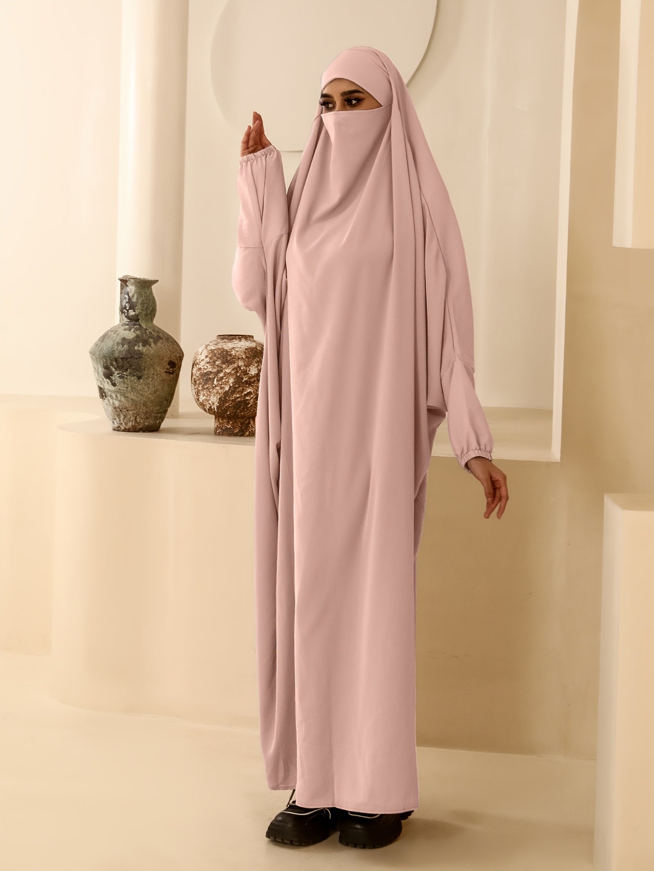 Abaya para mujer de talla grande, bata de ajuste suelto, kaftan largo sin mangas, con abertura frontal, de color sólido