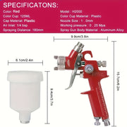 Professional bo'yoq uskunalari uchun Spray Gun 1.0 Caliber Red
