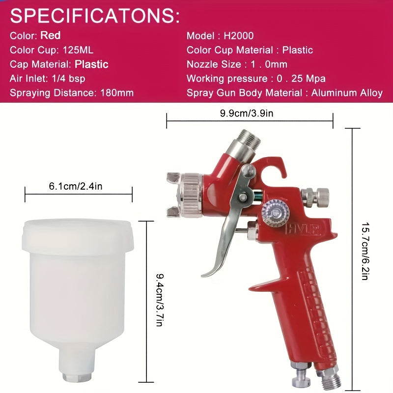 Professional bo'yoq uskunalari uchun Spray Gun 1.0 Caliber Red