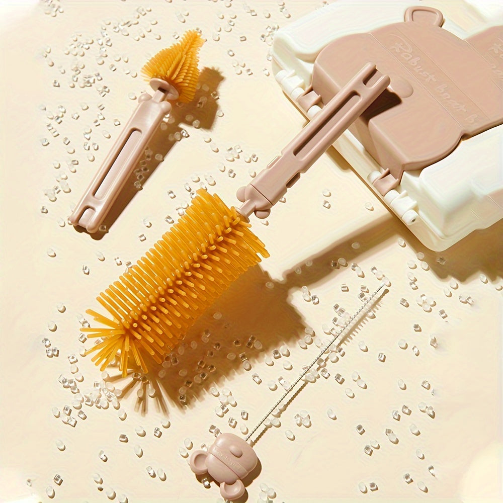 3-in-1 Silicone Bottle Brush Set with Pacifier Cleaner and Storage Box