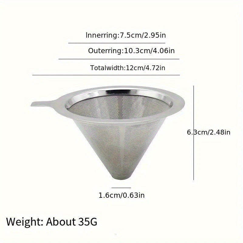 Universal Stainless Steel Pour-Over Coffee Filter Reusable Mesh for Home Office