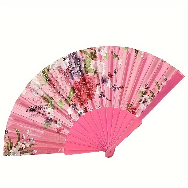 Vintage Style Hand Fans 4Pcs 8Pcs Floral Folding Silk Fabric Decorative Dance Fans