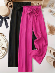 Plus Size Women’s Striped Pleated Long Pants Two Pack Casual Autumn Spring