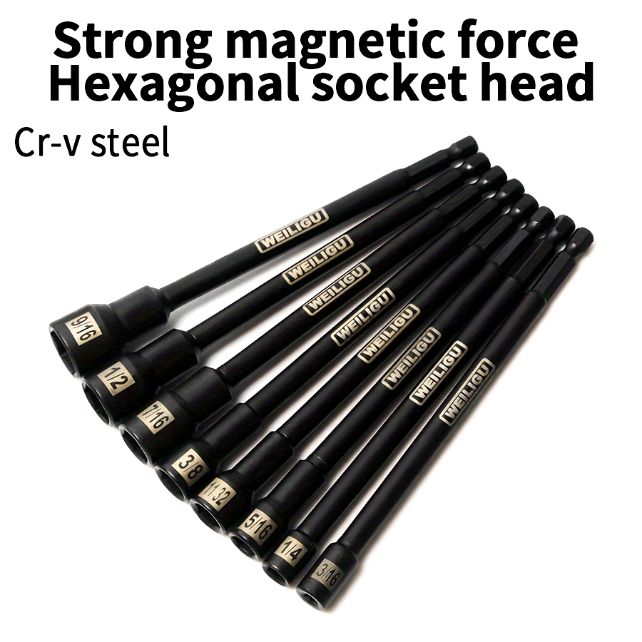 Magnetic Socket Set Black Chrome Vanadium Steel 150mm Extension