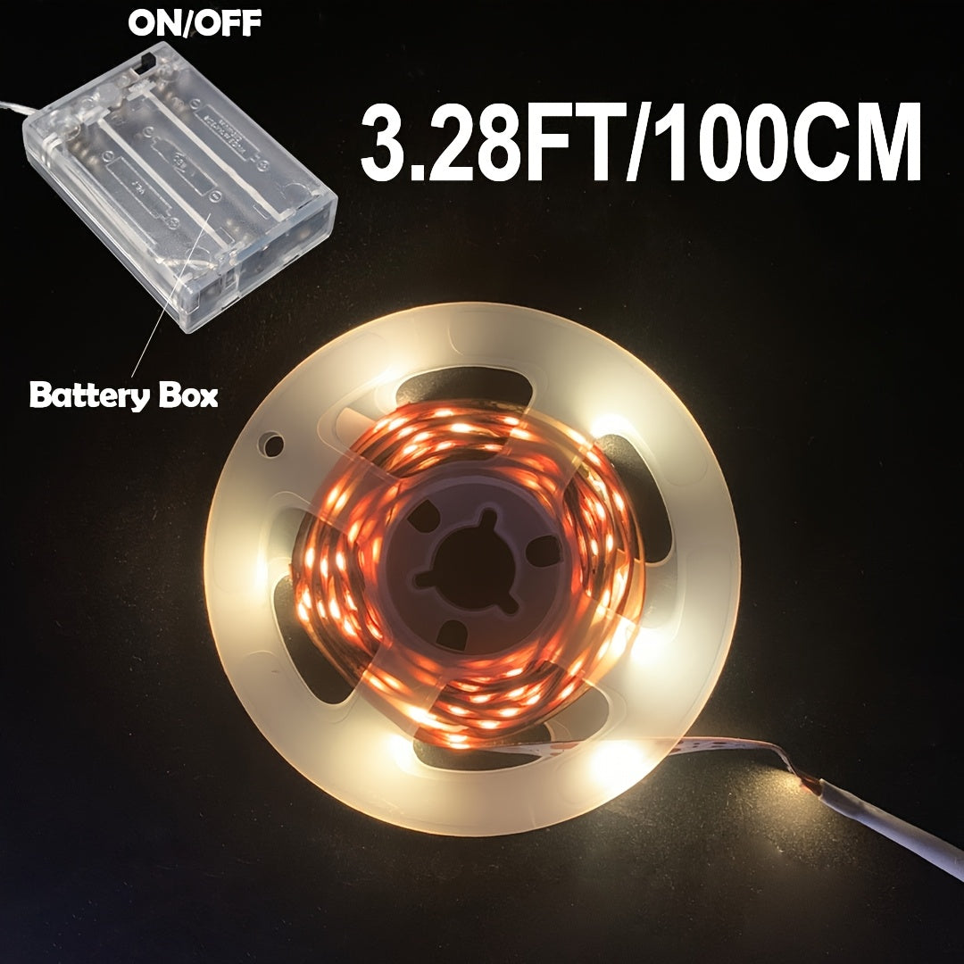 1 шт. Светодиодные ленты на батарейках 5 В в белом и теплом свете для спальни, вечеринки, фона телевизора, гостиной, кемпинга и DIY декора - Идеально для освещения шкафов!