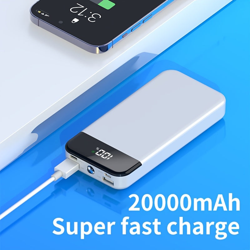 20000mAh Portable Power Bank with 22.5W Fast Charging and LED Camping Light