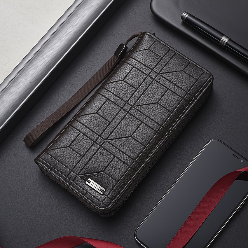 Мужской черный кошелек из искусственной кожи с большой вместимостью, держатель для нескольких карт и дизайном с буквами