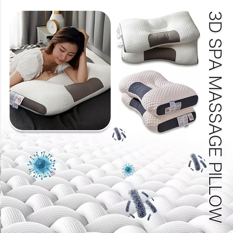 3D Spa Massage Pillow for Back and Side Sleepers Neck Support Compressible Polyester Fiber
