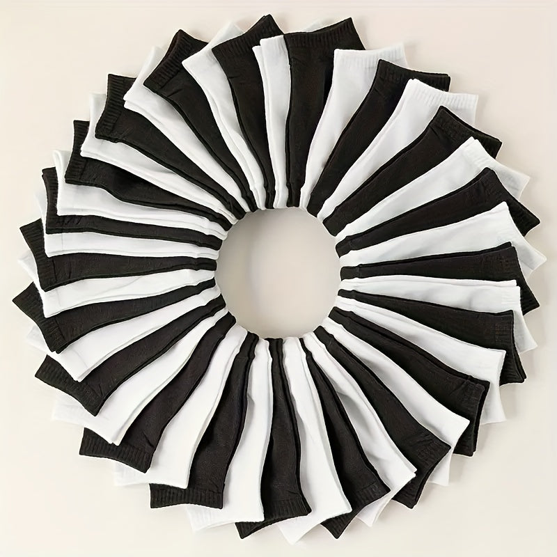 Women's Knitted Fabric Boat Socks 20 Pairs Fall Winter Solid Color Comfortable