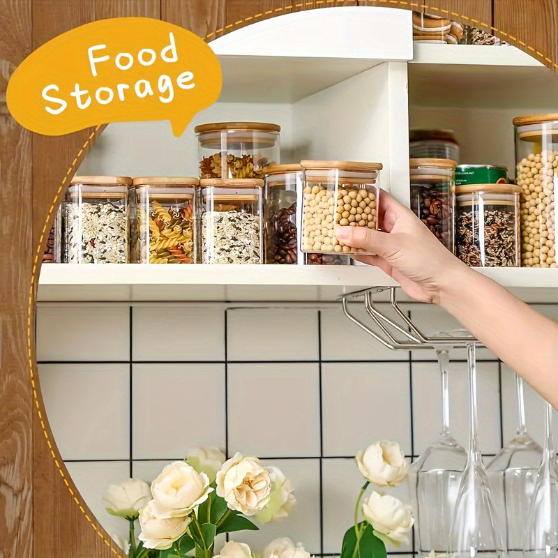 12-Piece Glass Spice Jars Set with Bamboo Airtight Lids Labels 8.5 Oz Kitchen Storage