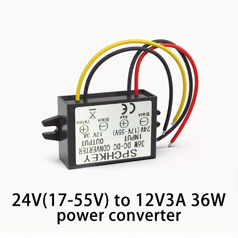 24V to 12V 3A DC Power Converter for LED Lights and Solar Panels 36W Compact Durable