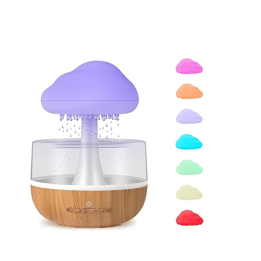 Colorful Mushroom Night Light with Rain Humidifier and Aromatherapy Battery Operated Atmosphere Lamp
