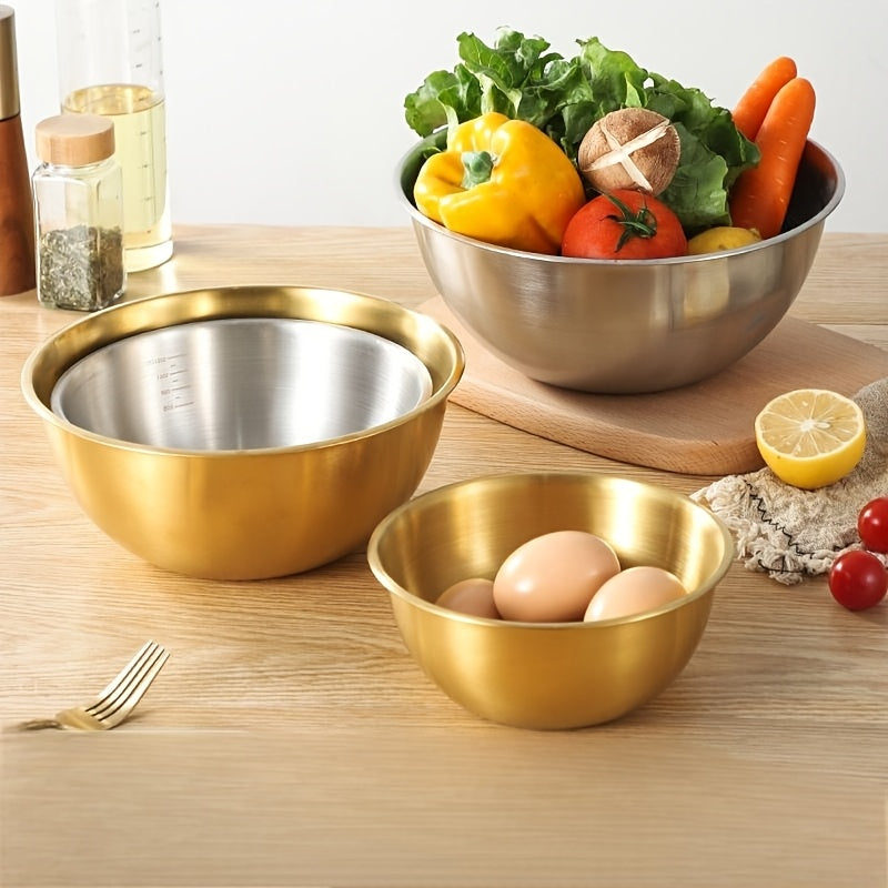 Set of 3 Stainless Steel Mixing Bowls Kitchen Food Prep Durable Durable