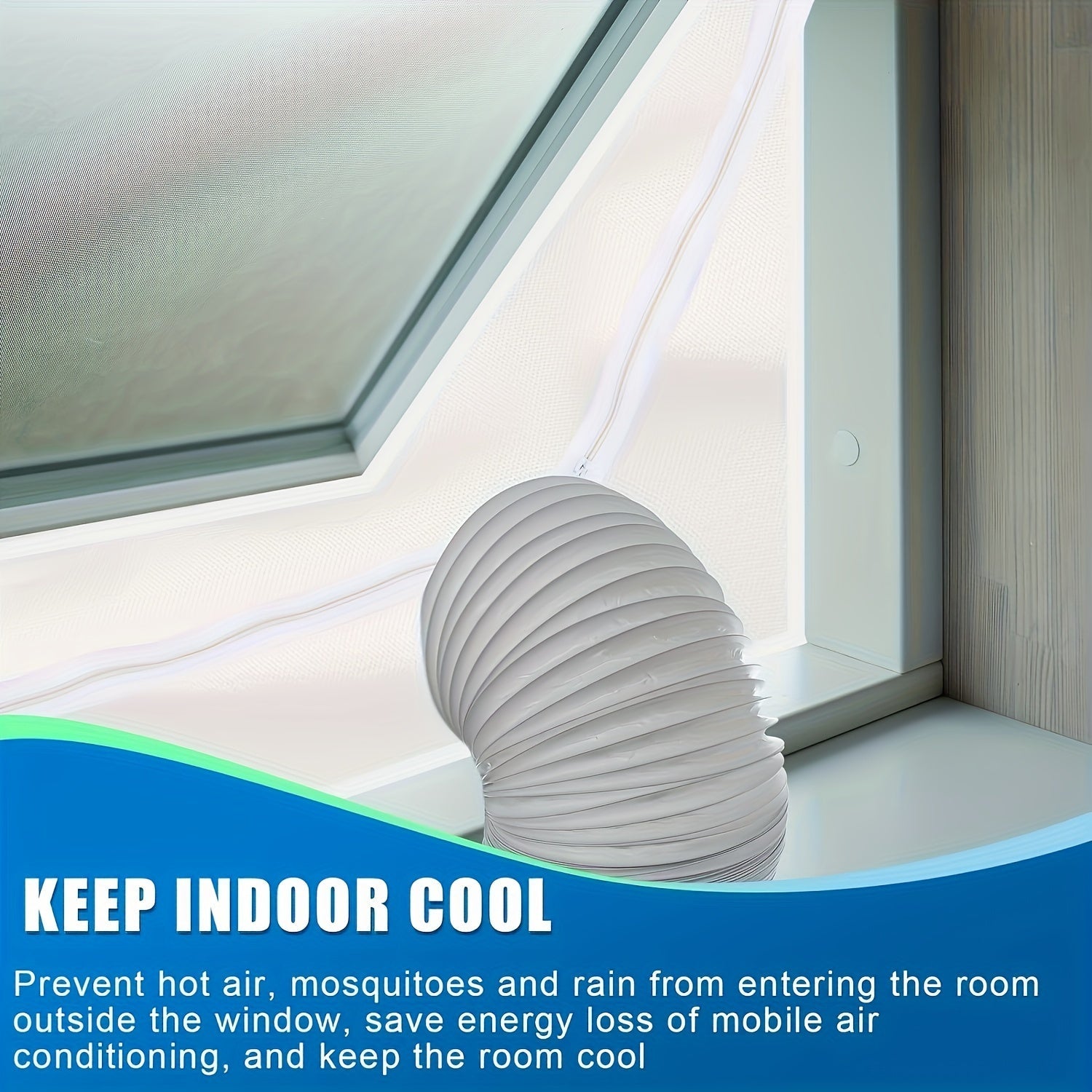 Portable AC Window Seal Kit with Zipper and Adhesive Opening for Dryers and Air Conditioners