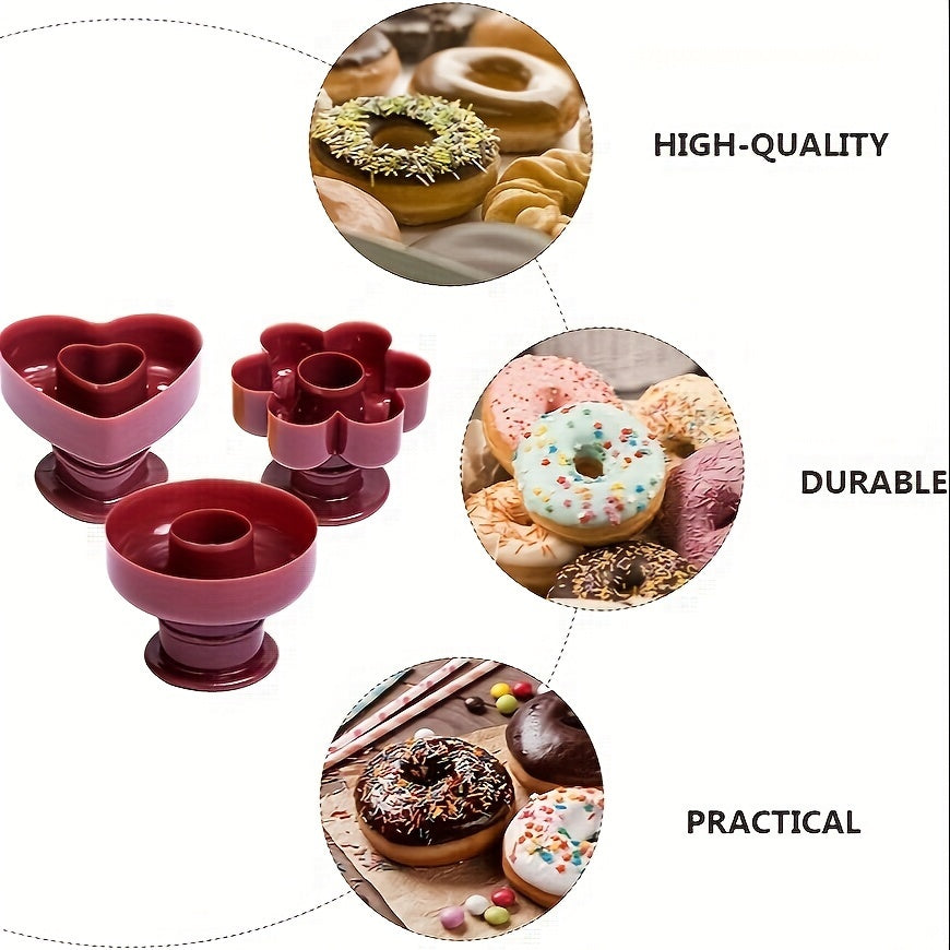 Set of 3 Plastic Donut Molds for Baking, Non-Stick, Kitchen Cooking Tools