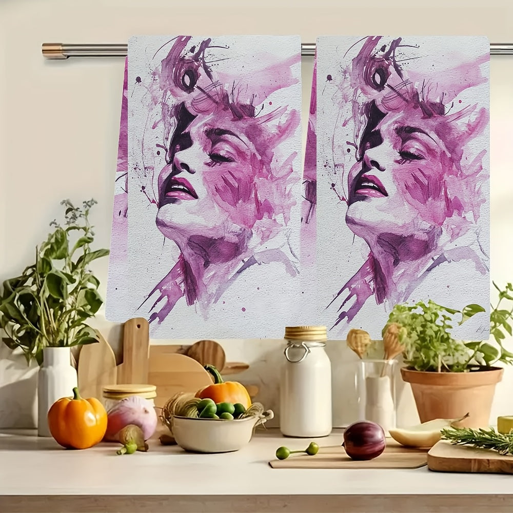 Пара из 2, роскошно мягких кухонных полотенец с изображением Мэрилин Монро в розовом цвете, исключительно впитывающих для посуды и рук, идеально подходящих для праздничного декора, можно стирать в машине, размеры 40.64X60.96 см.