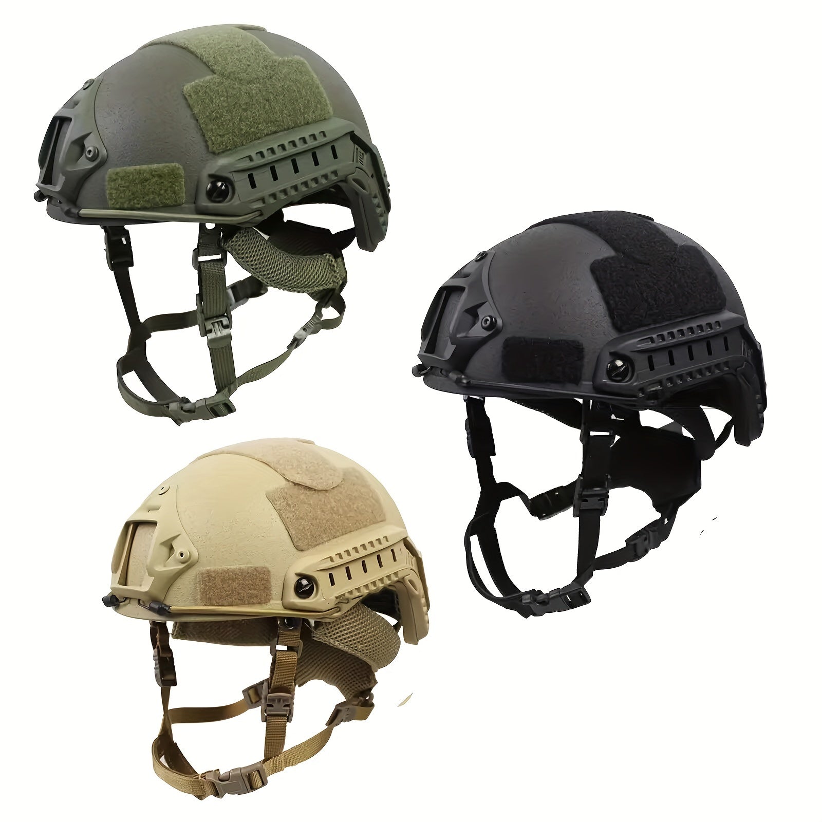 Green Fiberglass Tactical Helmet with Adjustable Suspension for Outdoor Sports and Paintball