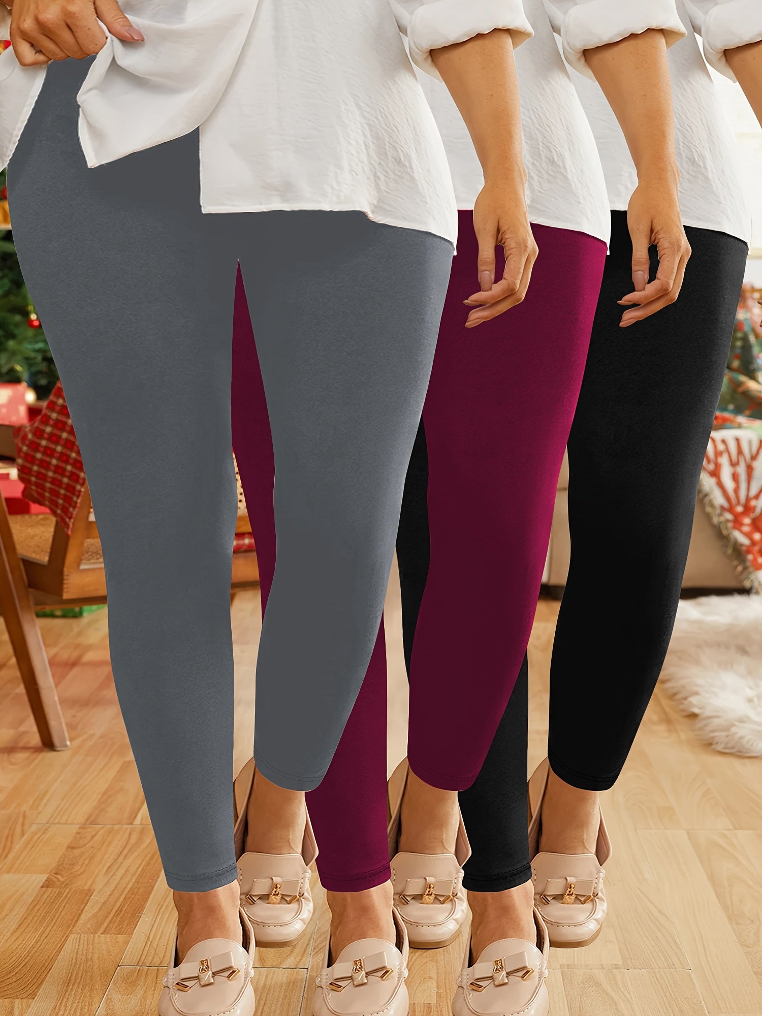 Plus Size Regular Waist 9 Points Bottom Pants 3 Pack