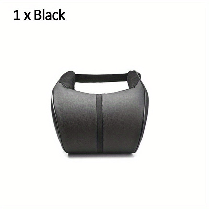 Faux Leather Car Headrest Pillow Memory Foam Cushion for Vehicle Seat Red Stitching
