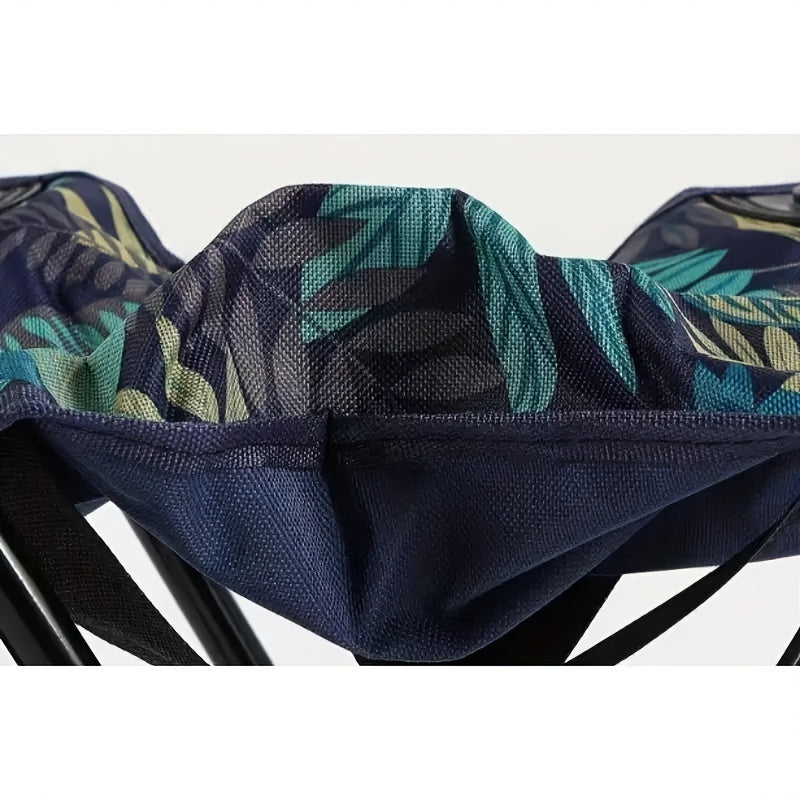 Portable Camping Stool with Storage Bag and Side Pocket, Stainless Steel Frame, Blue Mesh Seat