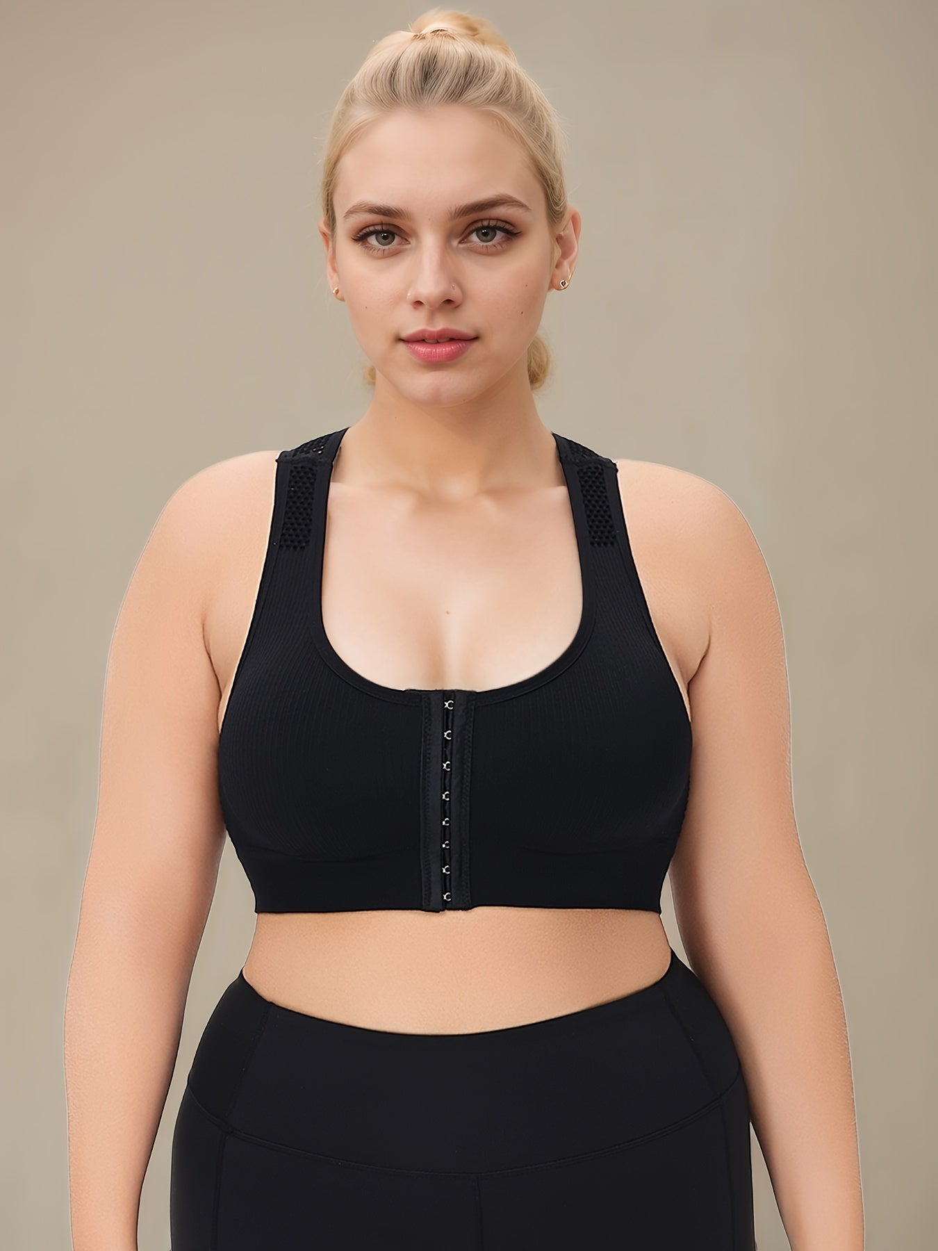 Бюстгальтер спортивный бесшовный для полных размеров, дышащий с вырезом "холлоу" на спине для йоги и бега