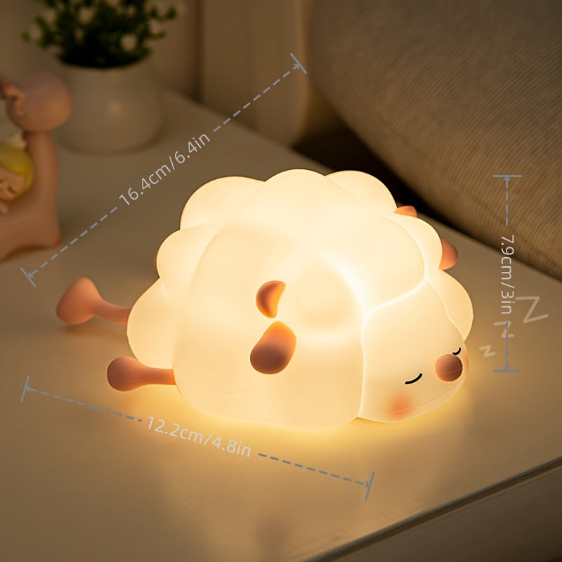 Pink Silicone Nightlight for Kids USB Rechargeable LED with 3 Brightness Levels and 30-Minute Timer