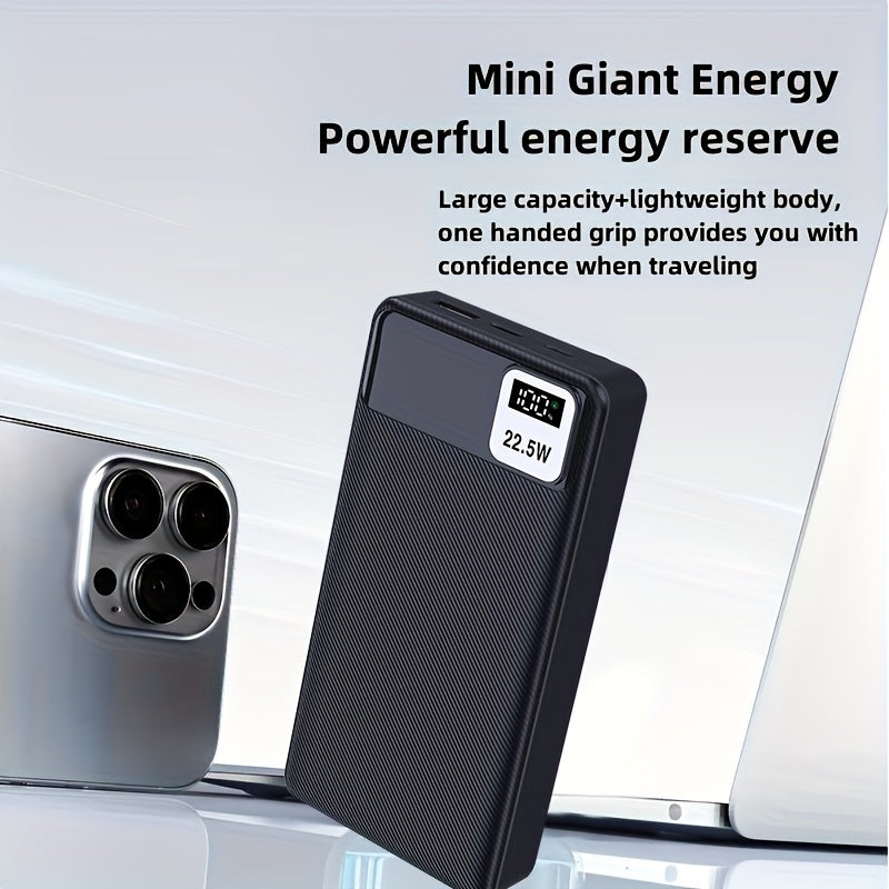 Banco de energía portátil de 20000mAh con pantalla LED y carga rápida para iPhone y dispositivos Android