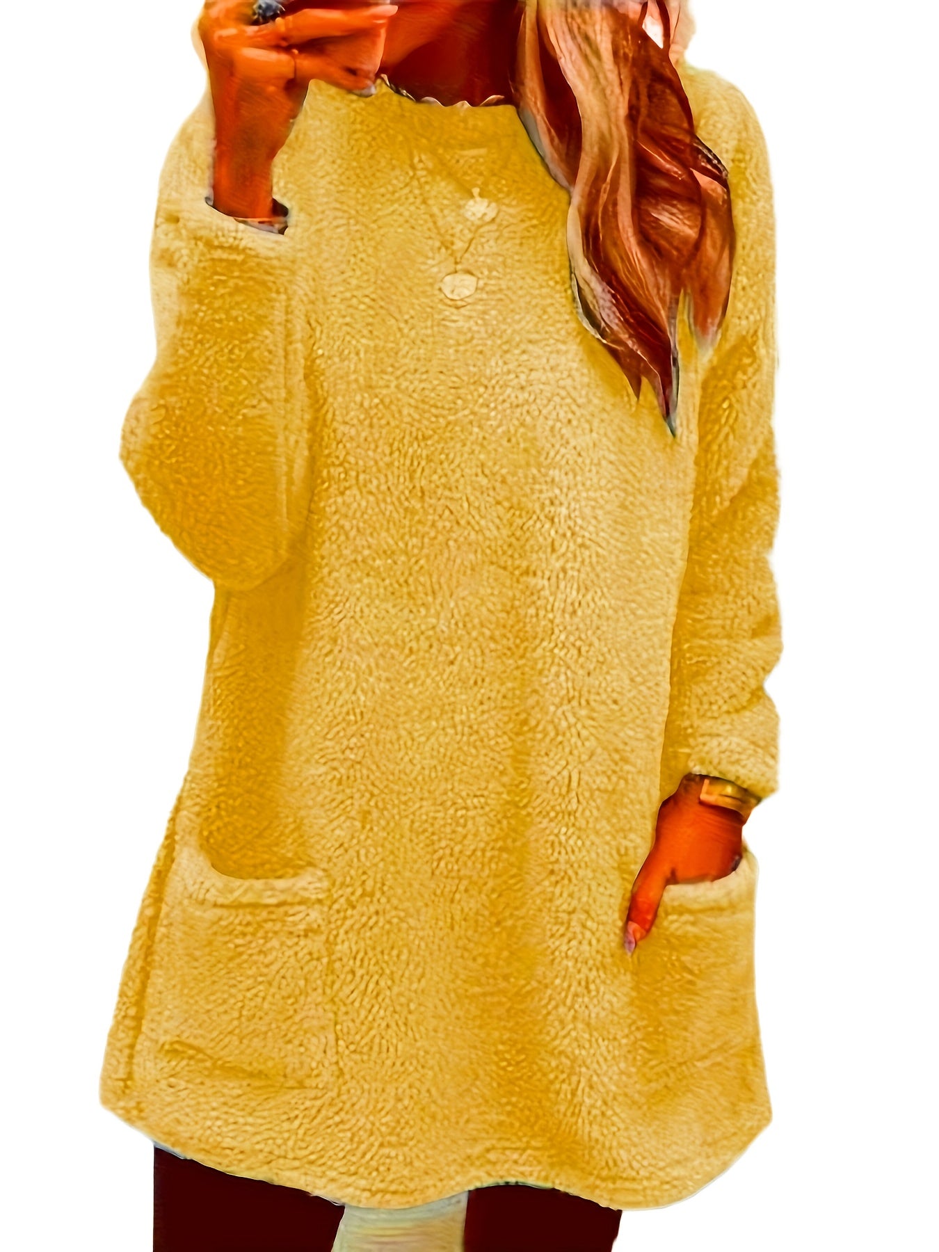 Толстовка женская большого размера из мягкого флиса с длинными рукавами, круглый вырез, пуловер