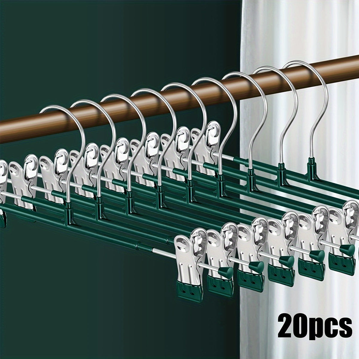 Adjustable Clothes Hanger with Stainless Steel Skirt Clip Drying Rack Pack of 10 or 20