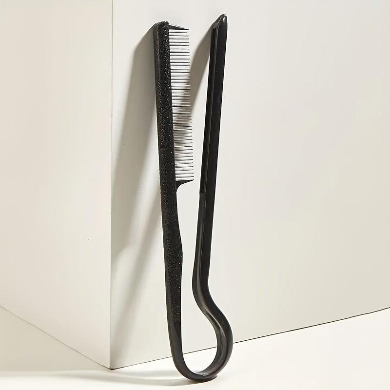 Unisex Adult Hair Styling V-Comb Kit with Straightening and Sectioning Clamp