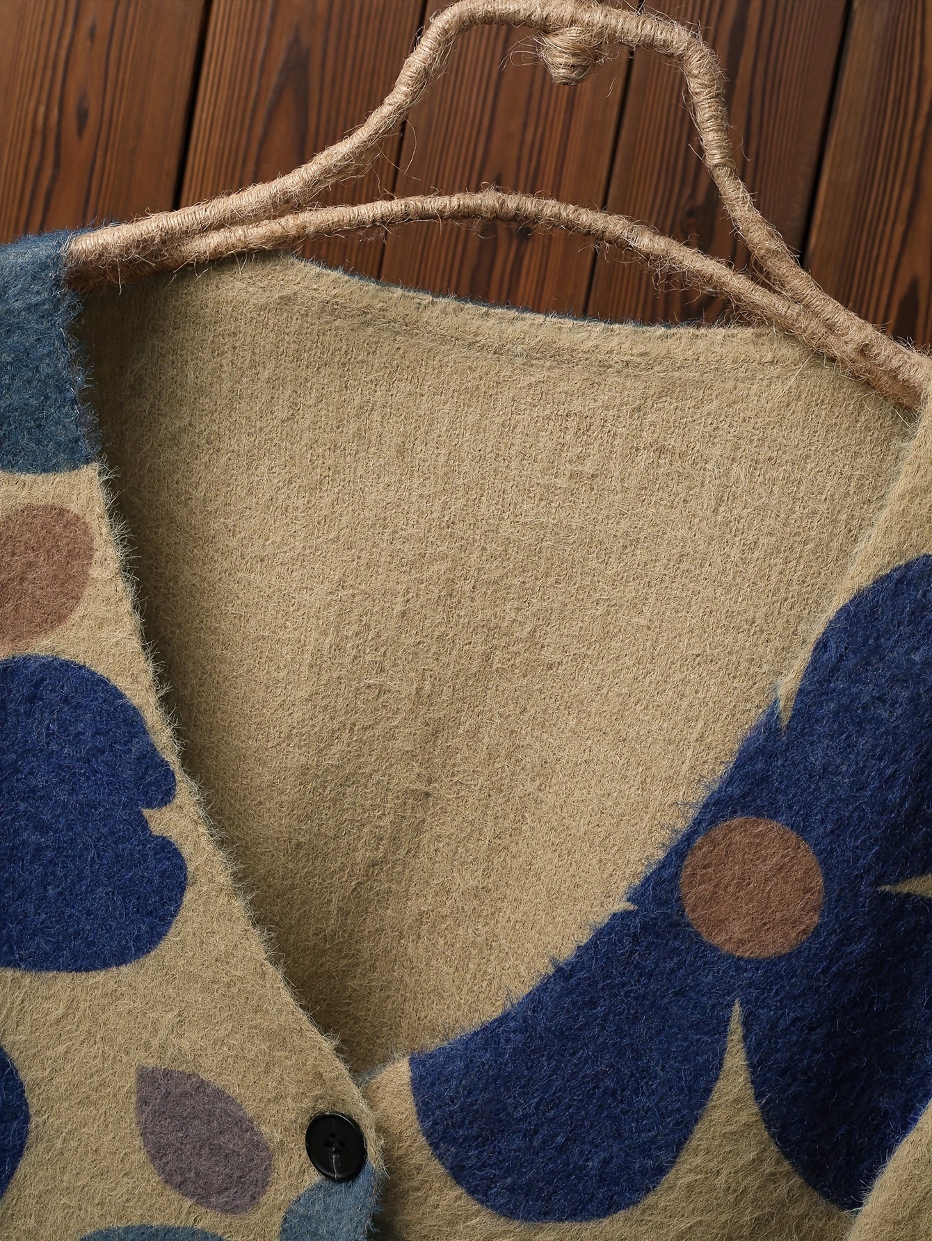 Women's Floral Print V-Neck Cardigan Sweater with Pockets